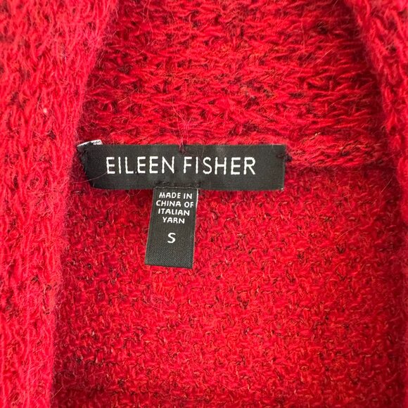 Eileen Fisher Small Red Mohair Cashmere Wool Blend Open Front Cardigan Sweater - Picture 3 of 4